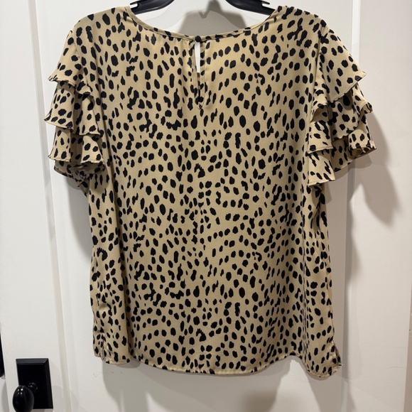 Vince Camuto Tan and Black Leopard Print Blouse - Picture 3 of 3